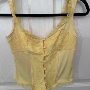Yellow Lace Button-Up Camisole